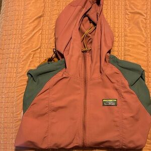 L.L. Bean Two-Tone Hooded Jacket in Rust and Forest Green